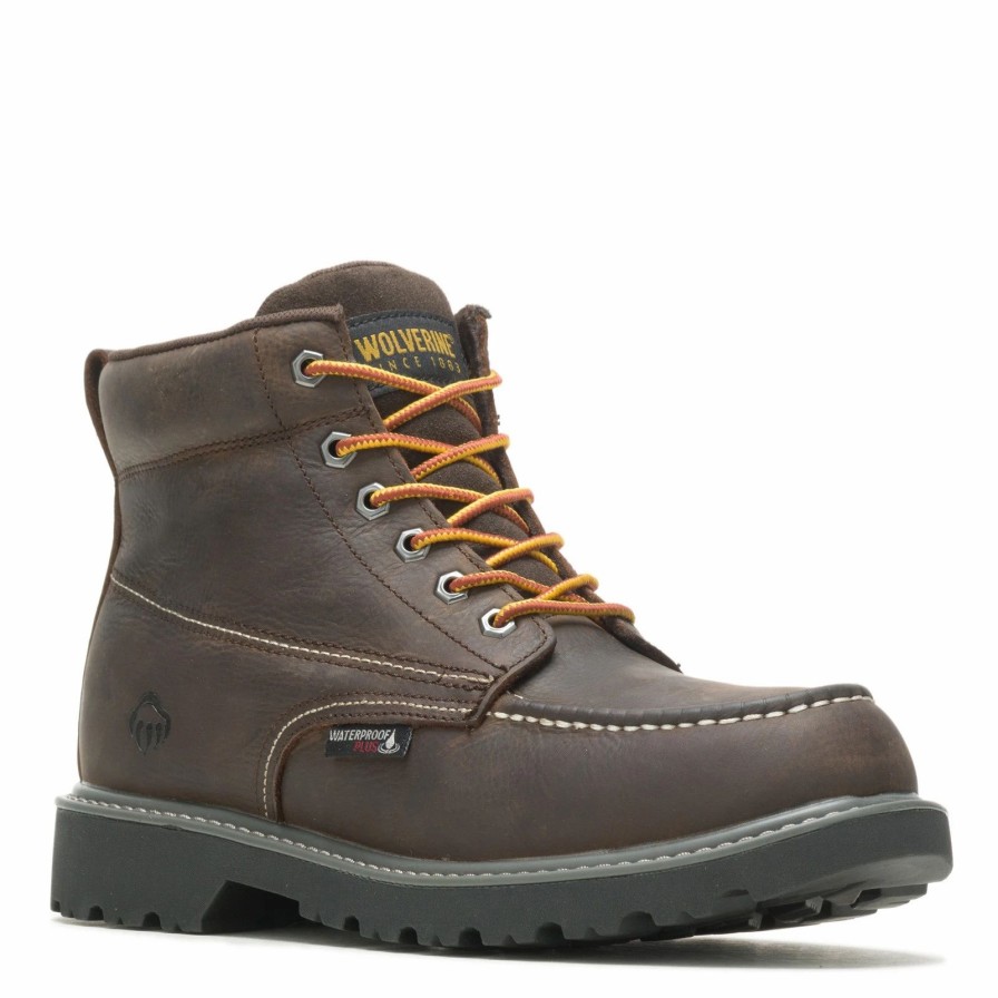 Boots * | Men'S Wolverine Boots, Floorhand Moc Toe 6 Inch Waterproof Work Boot