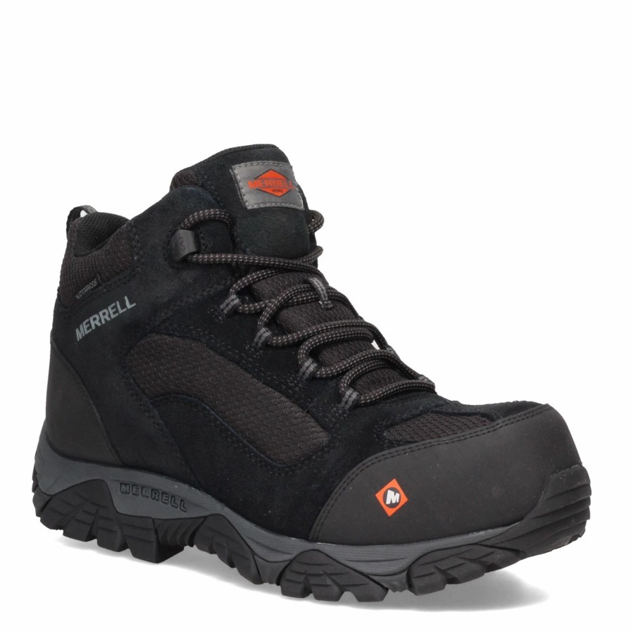 Boots * | Men'S Merrell, Moab Onset Mid Waterproof Comp Toe Work Boot Wide Width