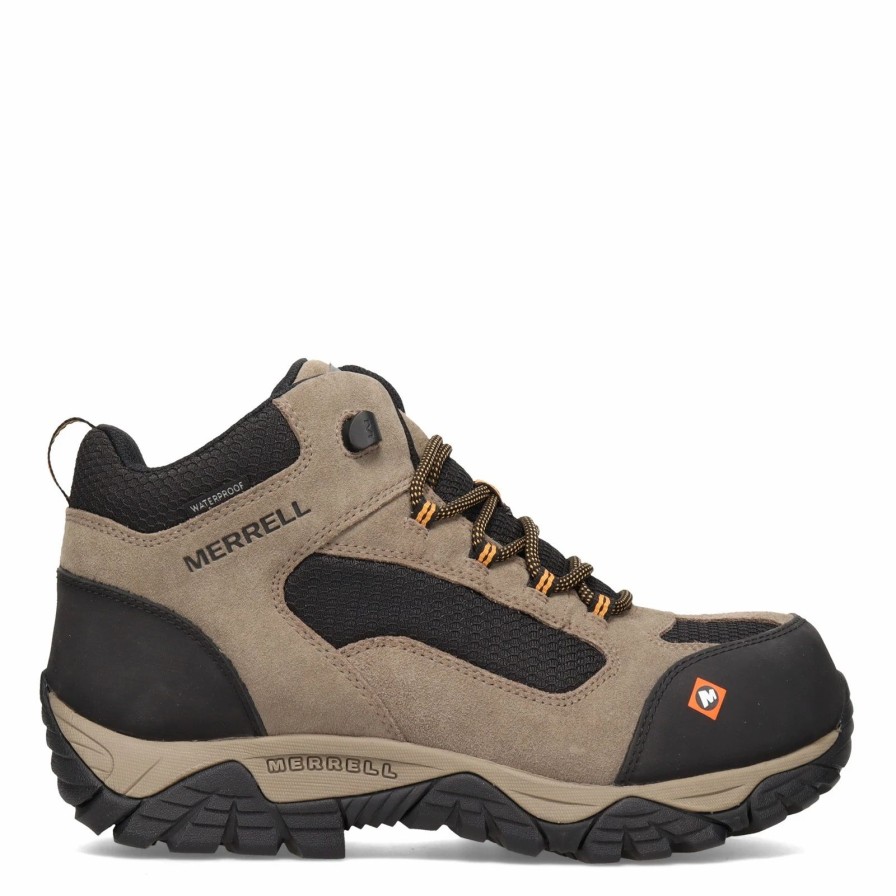 Boots * | Men'S Merrell, Moab Onset Mid Waterproof Comp Toe Work Boot Wide Width